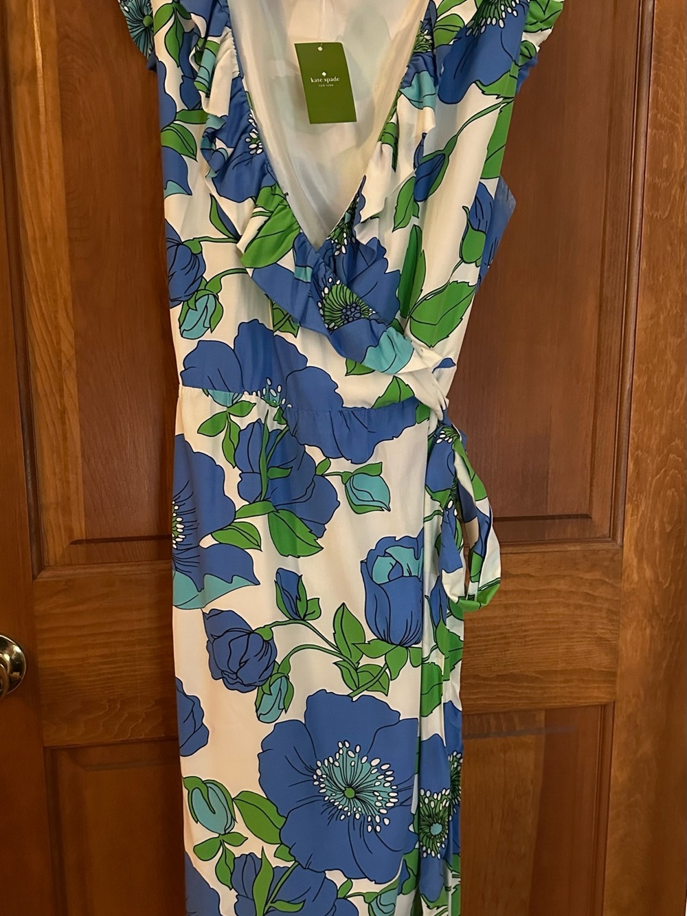 kate spade Blue & Green Floral Wrap Maxi Dress